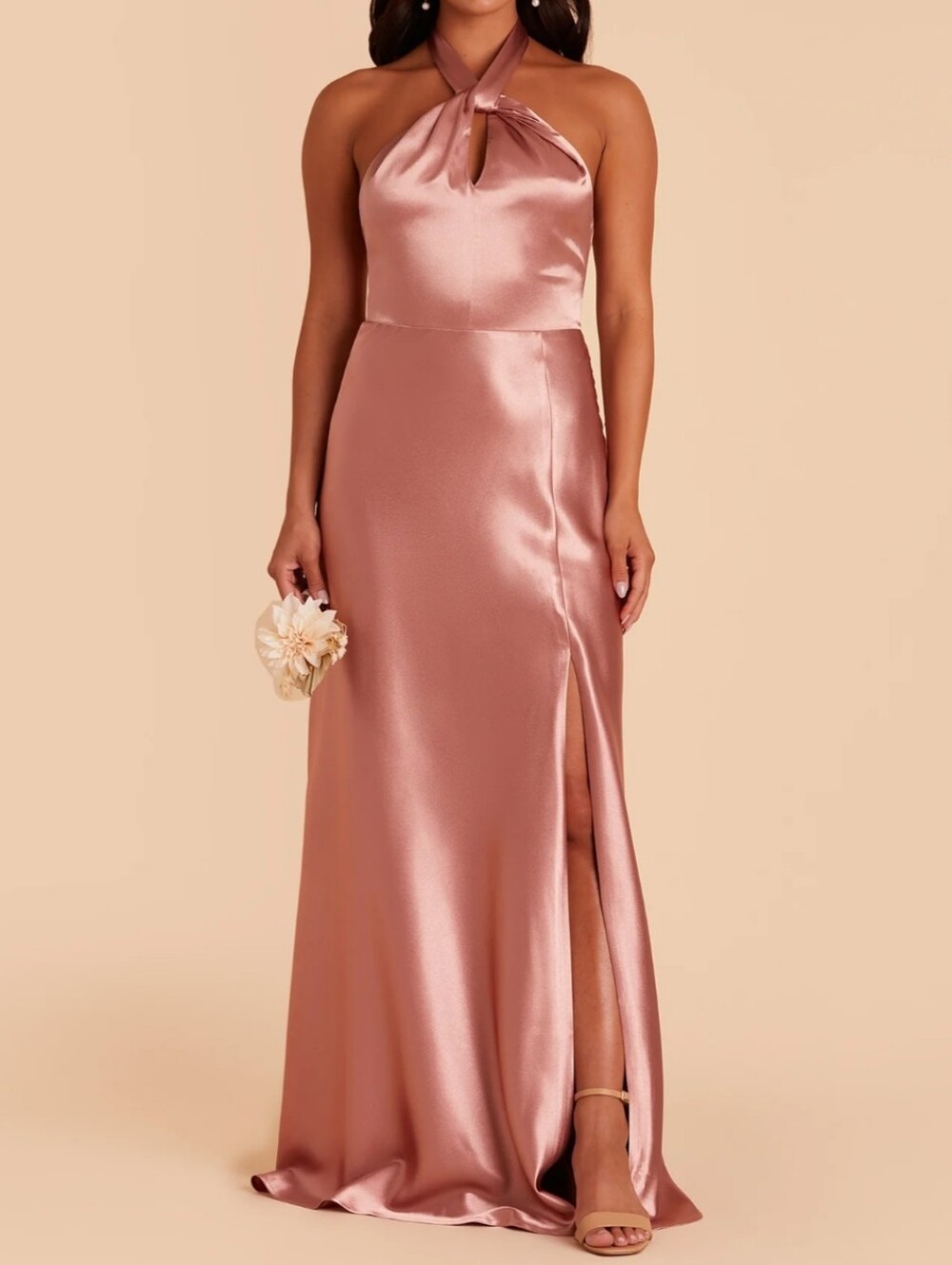 Birdy Grey Monica Satin Halter Bridesmaid Dress Desert Rose S Old Hollywood Glam